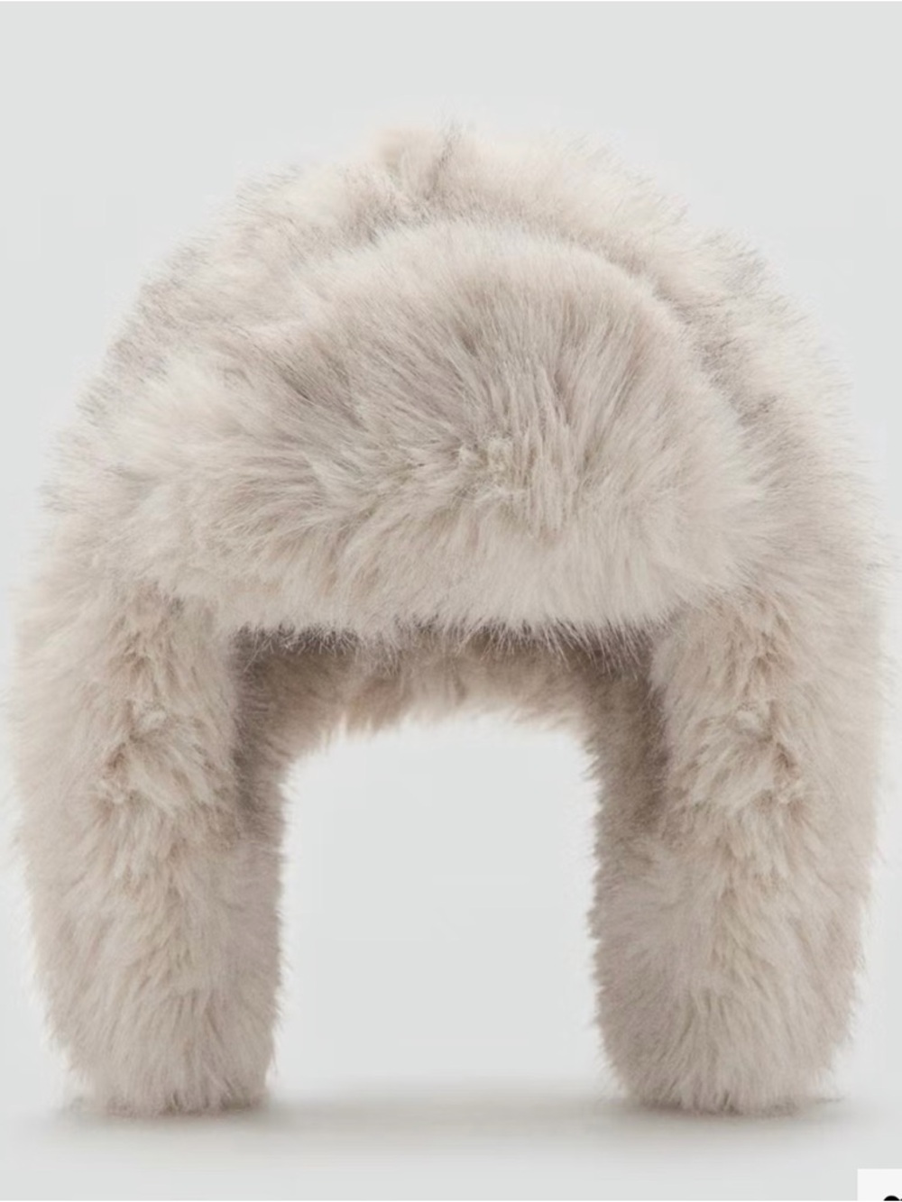 Mango Faux Fur Aviator Hat in Light Beige